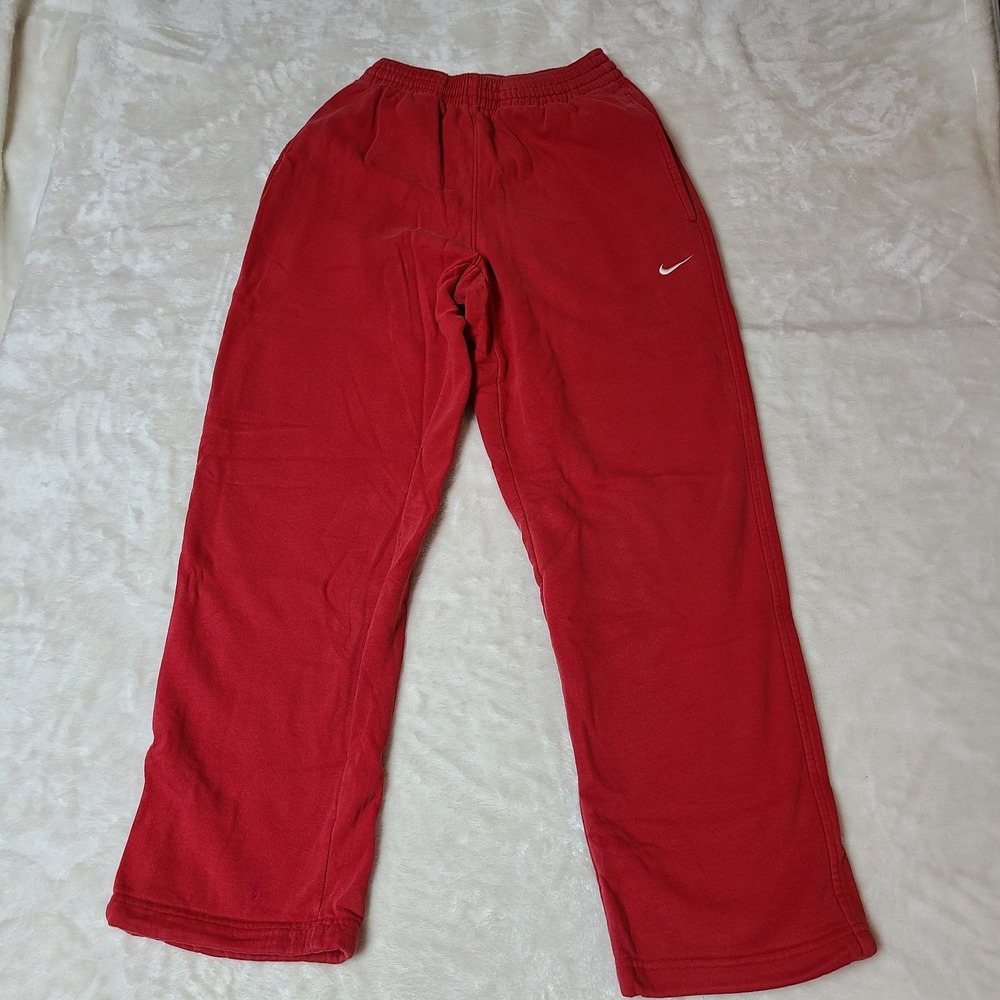 Vintage Nike Team Premier Sweatpants Mens XS Red Fleece Open Hem Bungee Faded